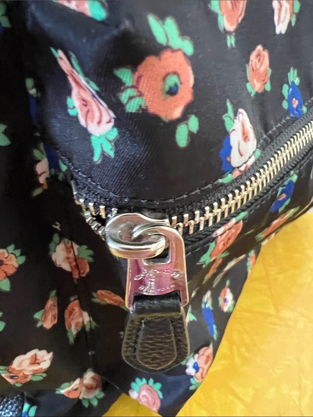 Coach Black Floral Backpack with Fox Patch and Blue Sunglasses - Picture 9 of 16
